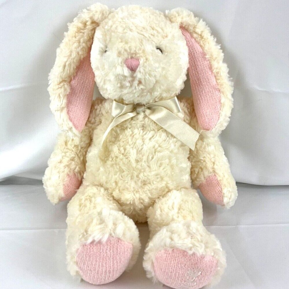 Wendy Bellissimo Cream White Pink Bunny Rabbit Stuffed Plush Animal Bow 17”